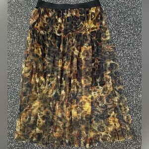 DKNY Leopard Print Maxi Skirt - Black and Brown